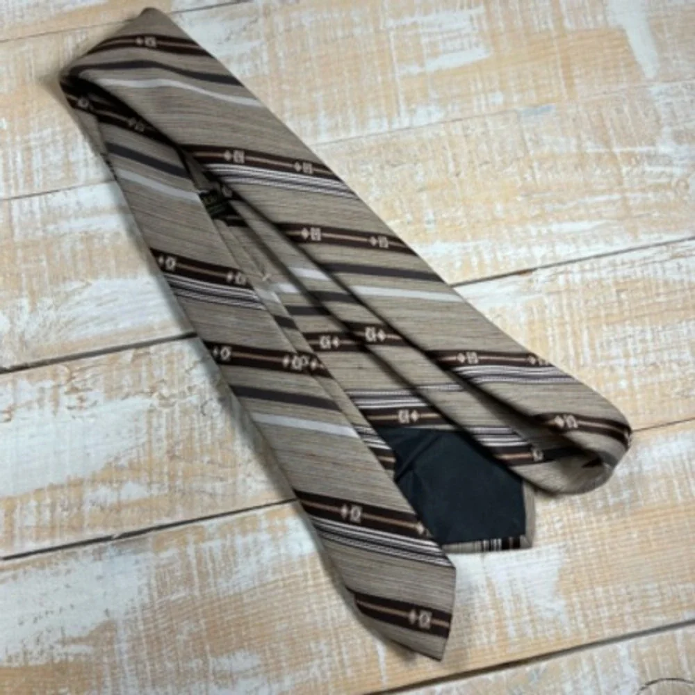 Wembley Mens Necktie Brown Black Stripe‎ One Size